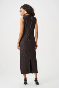 Pleated Satin Sleeveless Midi Dress
