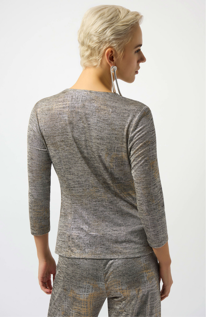Joseph Ribkoff Foiled Mélange Knit Wrap Top