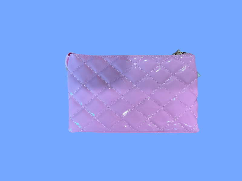 Quilted Glossy Pink Crossbody Purse