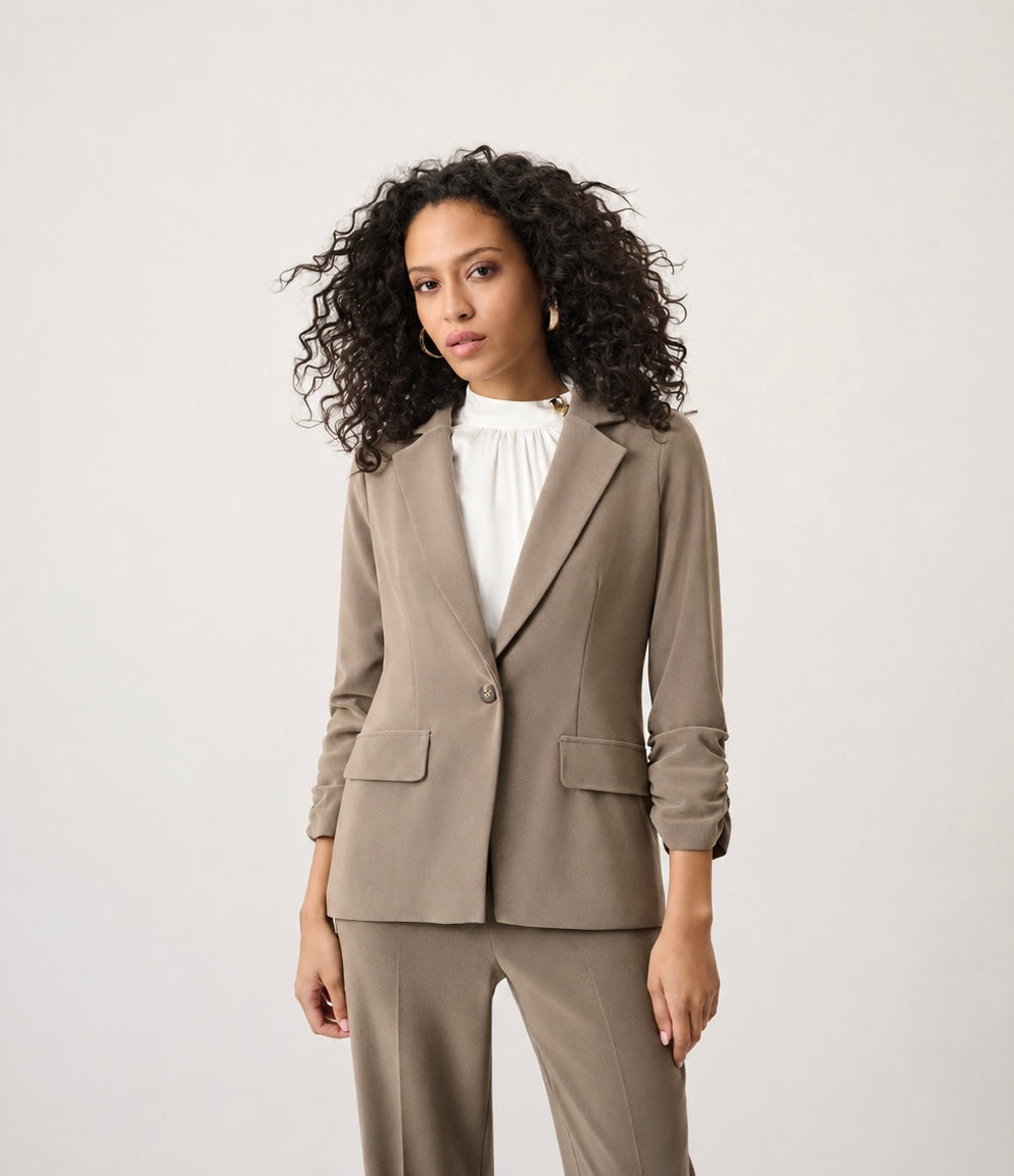 Melange Silky Knit Straight Blazer