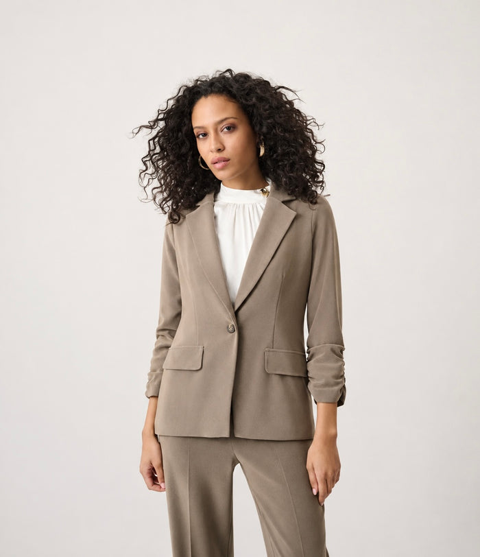 Melange Silky Knit Straight Blazer