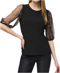 Joseph Ribkoff Embelished Mesh Top