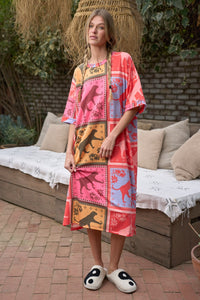 Jaguar Print Quilted Style Midi Dress Plus