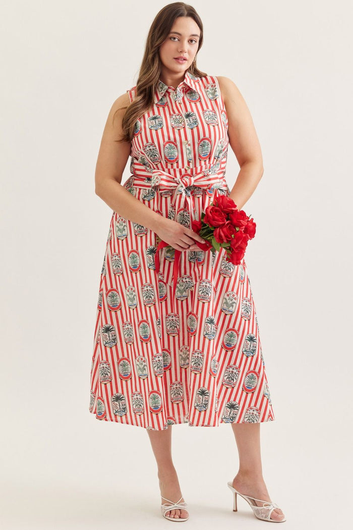 Sweetheart Garden Tie-Waist Dress Plus