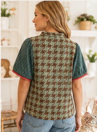 Hunter Green Houndstooth Jacquard Top