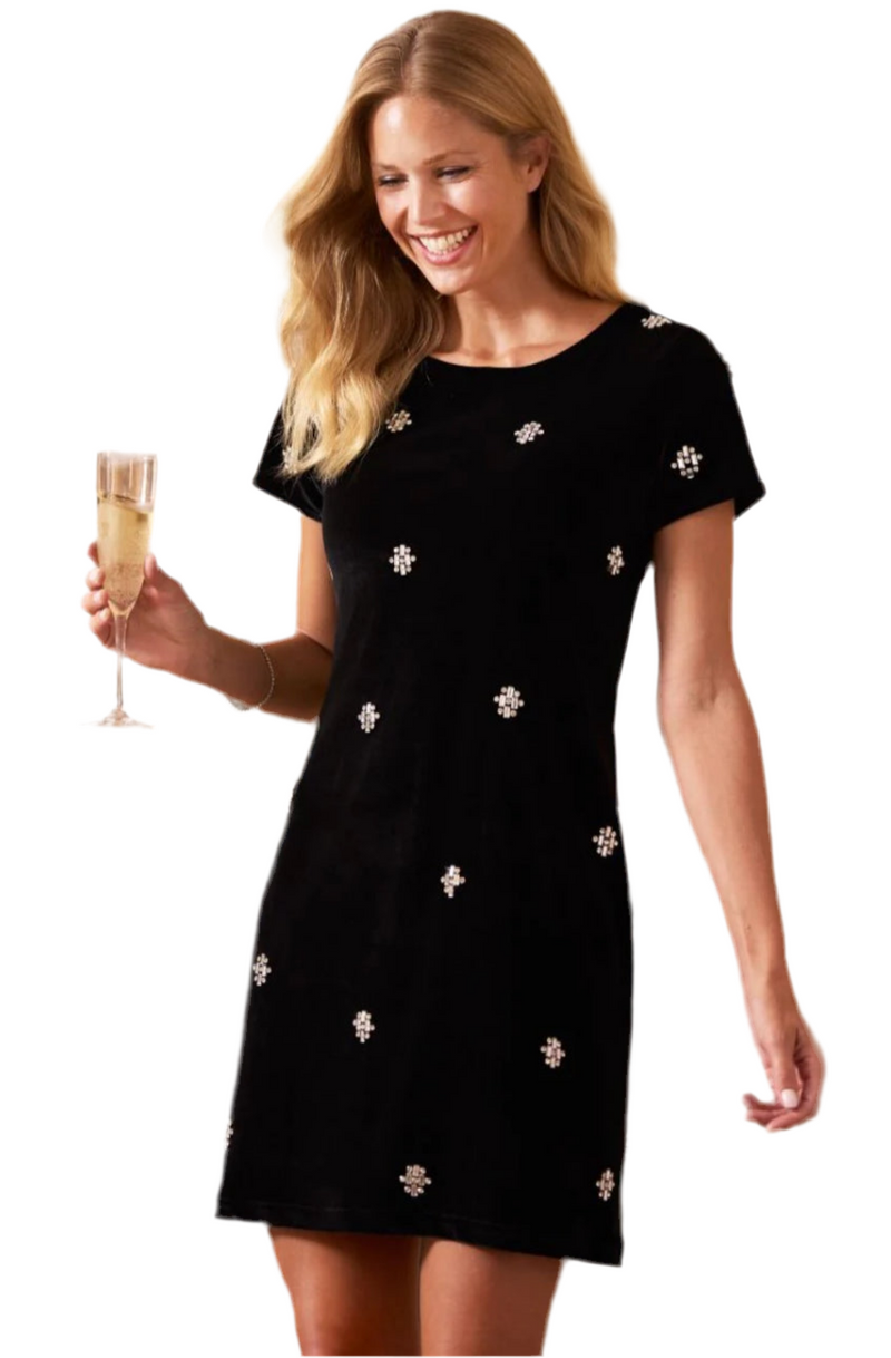 Jude Connally Ella Velvet Black Sparkle Dress