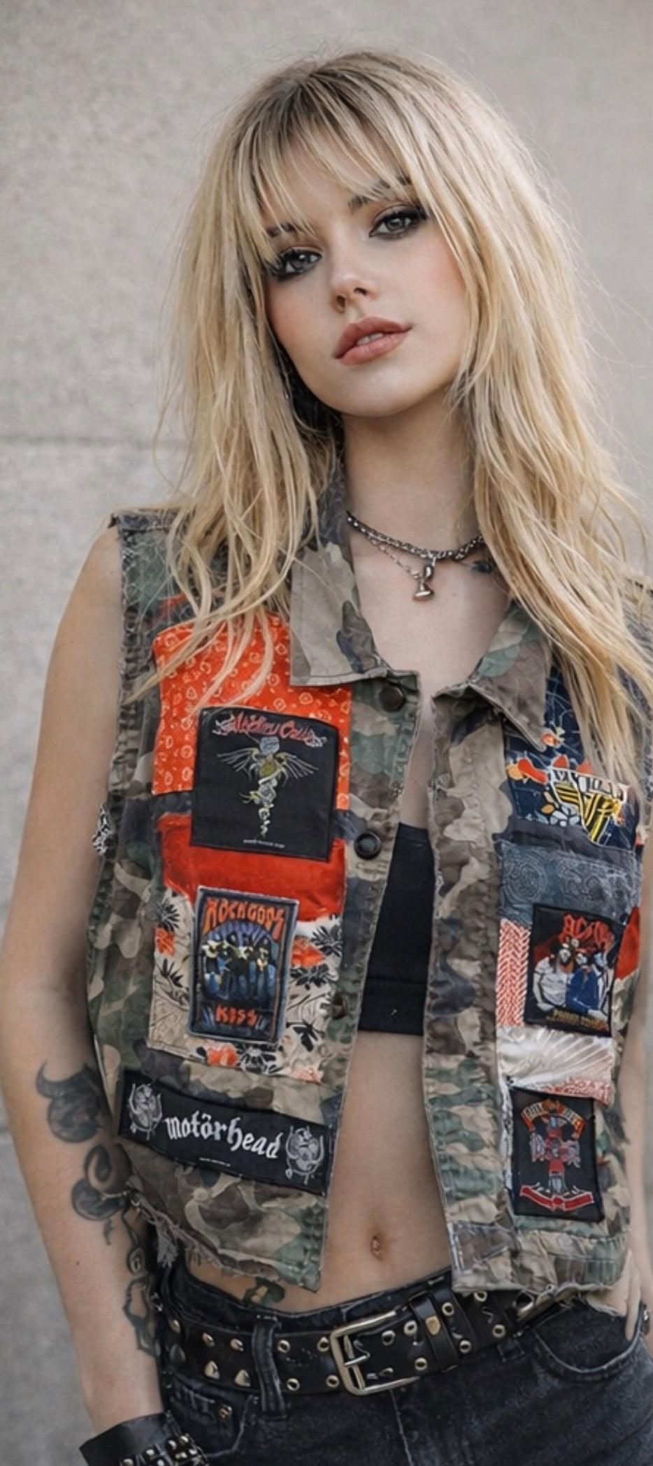 Camo Vest Mid Crop Rock - Medium