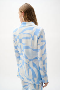 Joseph Ribkoff Silky Knit Geometric Print Straight Blazer