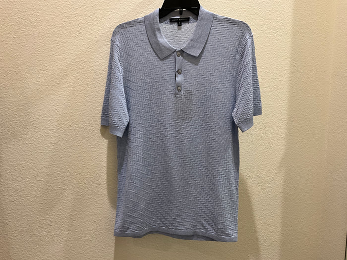 Pale Blue Skelling Short Sleeve Sweater Polo