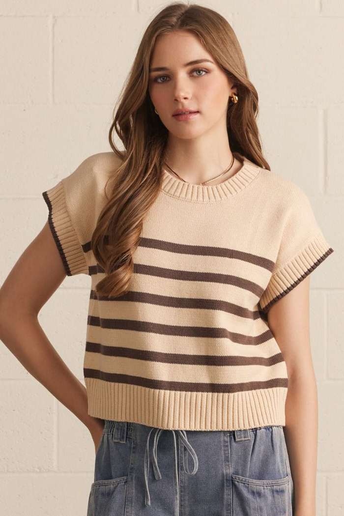 Oatmeal Harbor Stripe Sweater Top