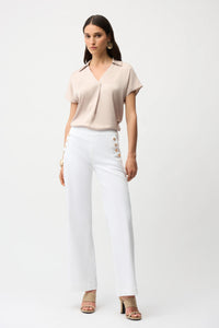 Joesph Ribkoff Recycled Satin Boxy Top With Shirt Collar