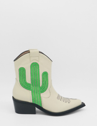 Oasis Western Cowboy Ivory Women's Leather Boots