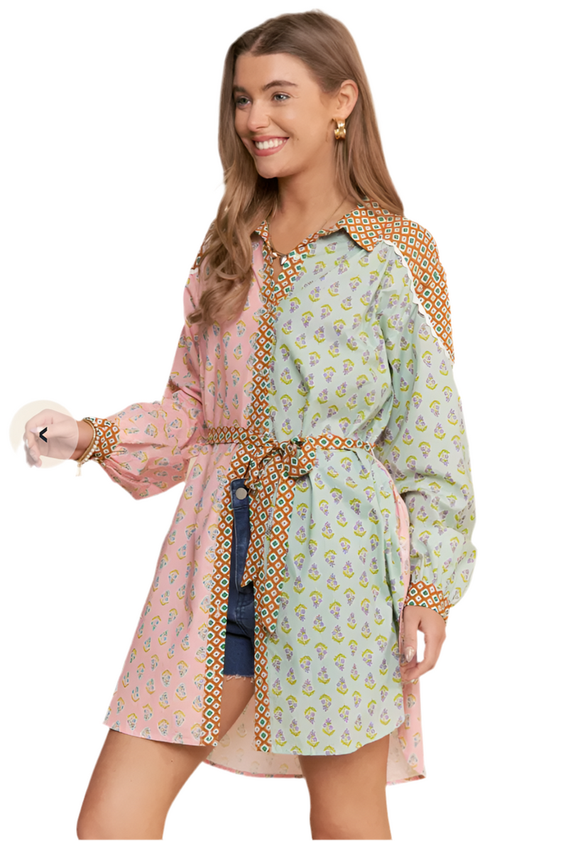 Colorblock Long Sleeve Tunic Top