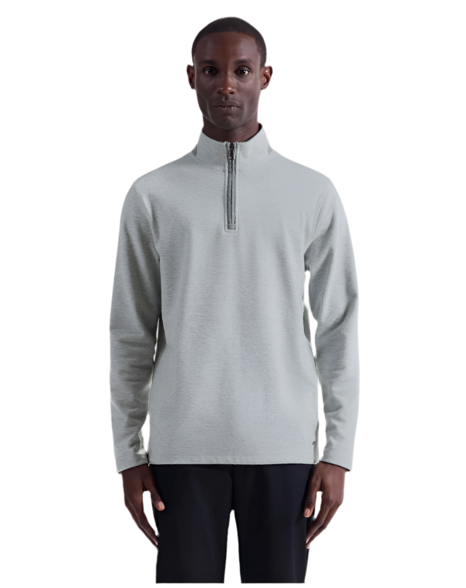Bugatchi Houndstooth Performance Quarter Zip - Cement