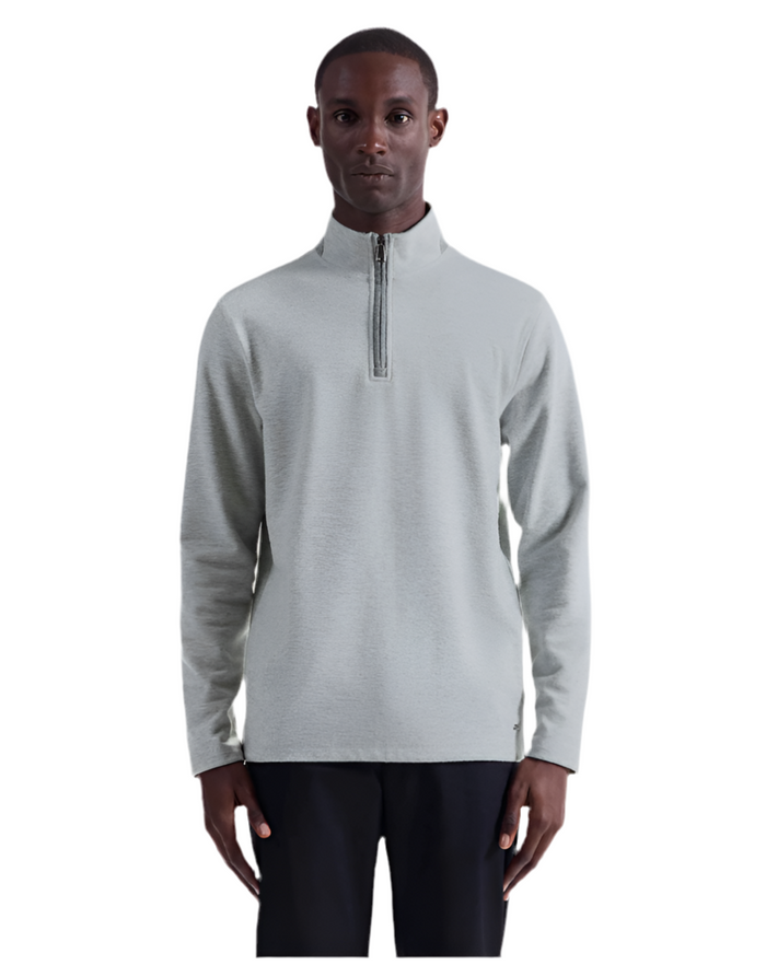 Bugatchi Houndstooth Performance Quarter Zip - Cement