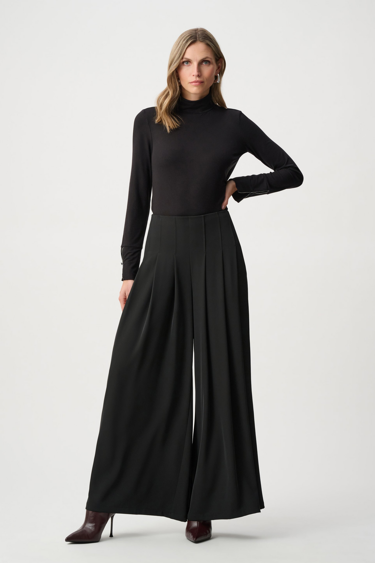 Woven Twill Wide-Leg Pants