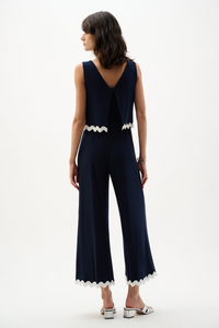 Silky Knit Culotte Jumpsuit With Contrast Trim