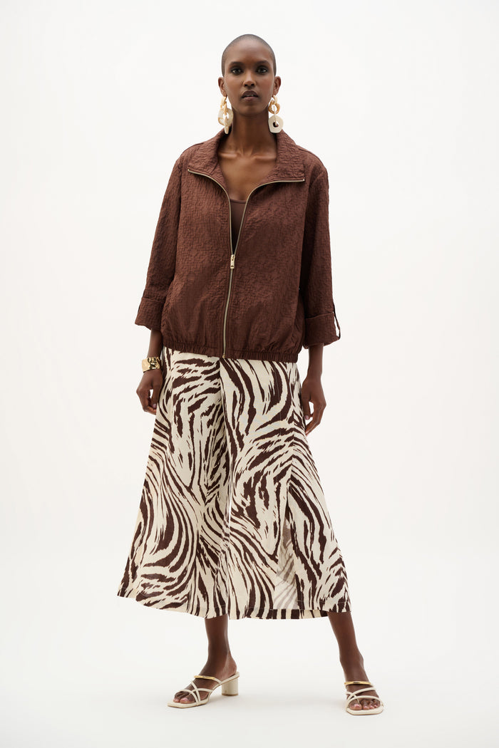 Joseph Ribkoff Jacquard Bomber Jacket With Funnel Collar