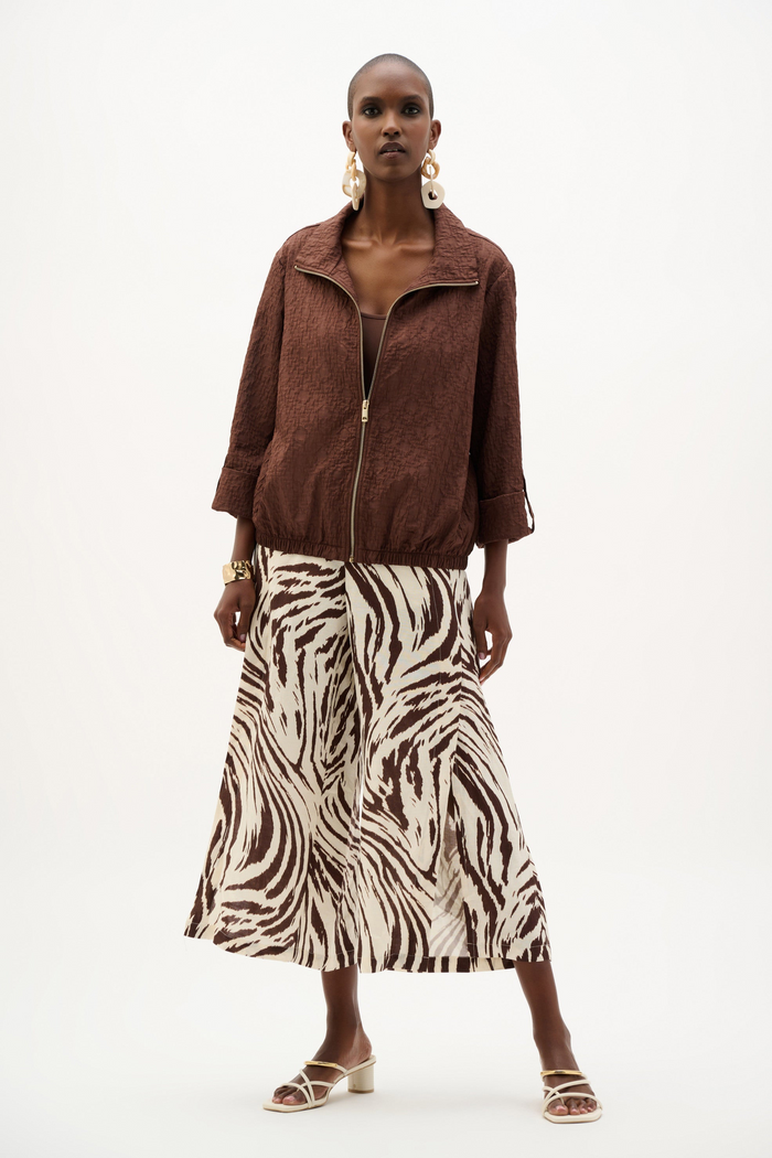 Joseph Ribkoff Jacquard Bomber Jacket With Funnel Collar