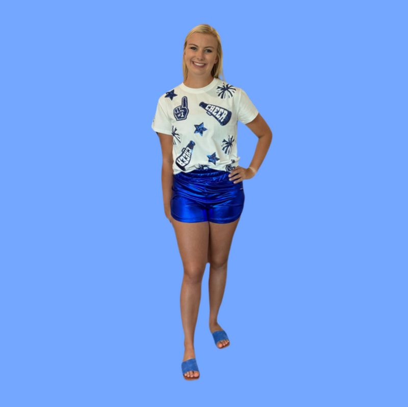 Royal Blue and White Cheer Top