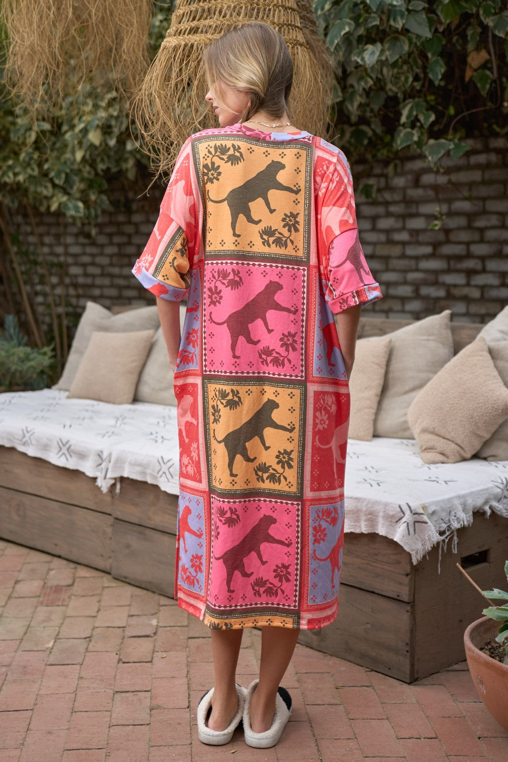 Jaguar Print Quilted Style Midi Dress Plus