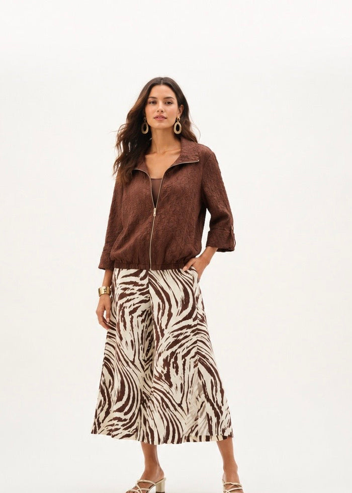 Joseph Ribkoff Jacquard Bomber Jacket With Funnel Collar