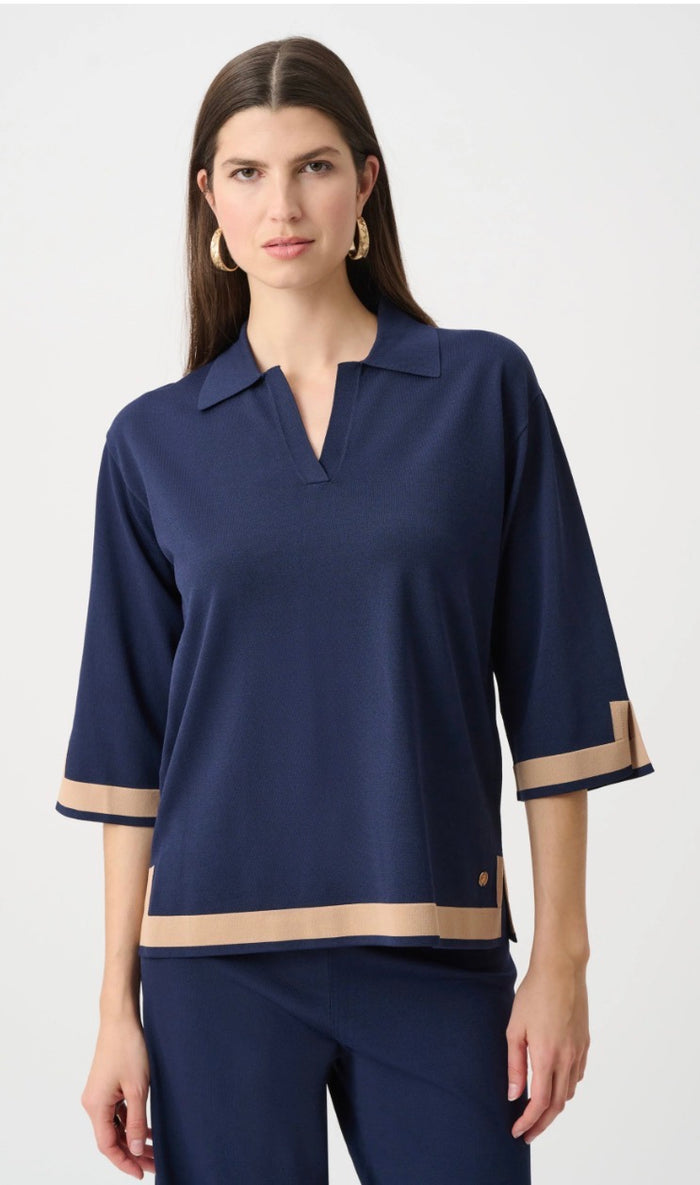 Joseph Ribkoff Sweater Knit Colorblock Top