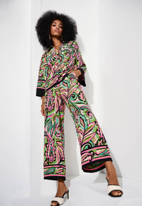 Joseph Ribkoff Woven Paisley Print Wide-Leg Pants