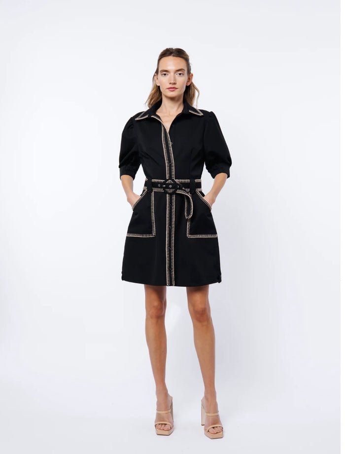 Gelso Whipstitch Detail Mini Shirt Dress