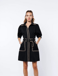 Gelso Whipstitch Detail Mini Shirt Dress