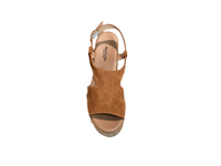 Italian Leather Brown Ankle Strap Platform Sandal