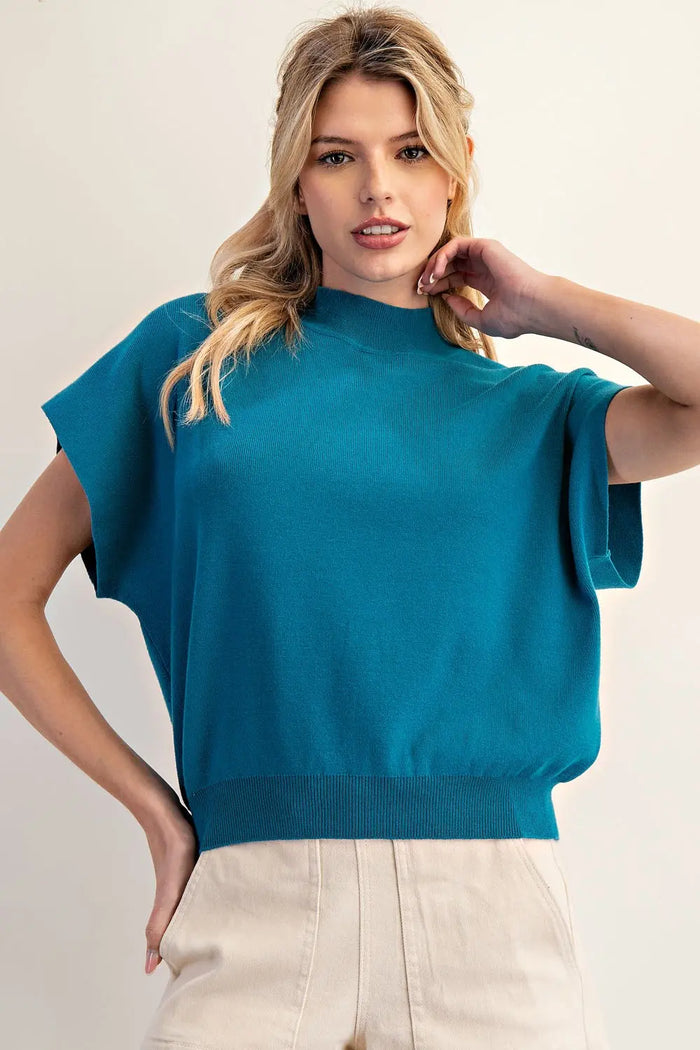 EE:SOME Mock Neck Short Sleeve Top