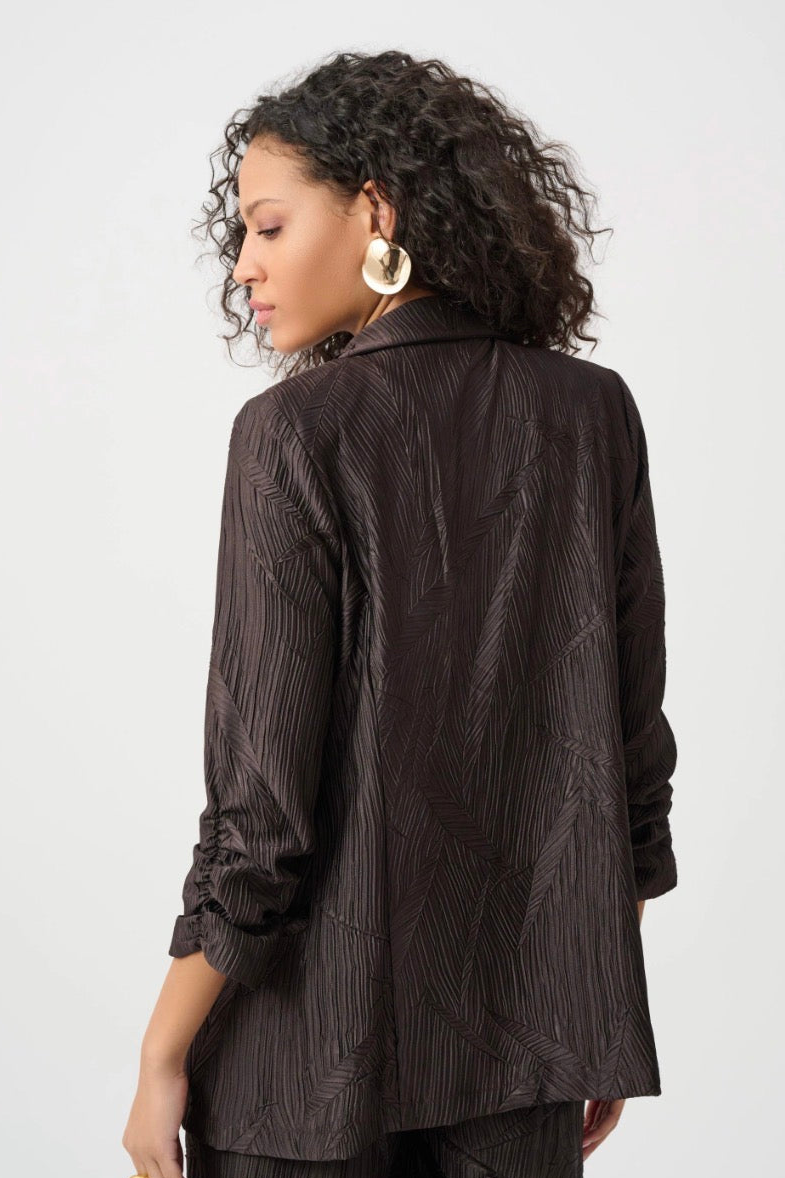 Pleated Satin Open Blazer
