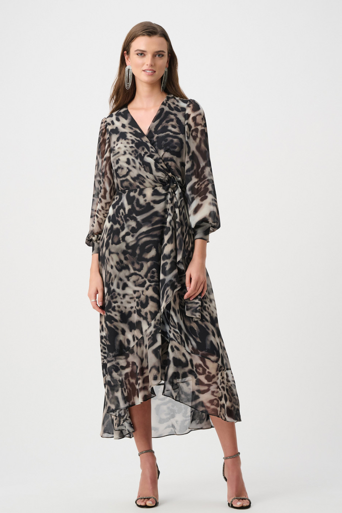 Signature | Chiffon Printed Fit and Flare Wrap Dress