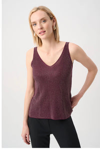 Rhinestone Knit Camisole-Elderberry