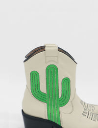 Oasis Western Cowboy Ivory Women's Leather Boots