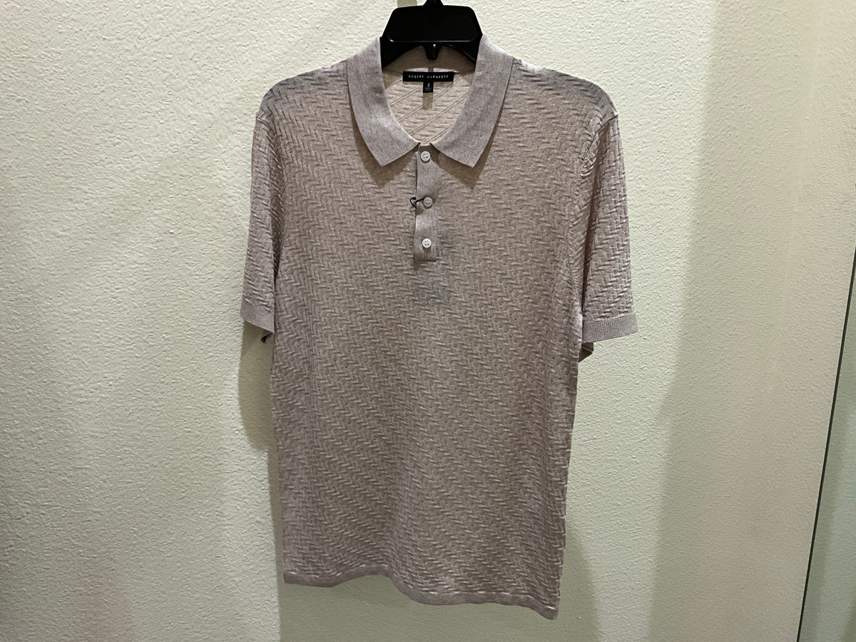 Tan Skelling Short Sleeve Sweater Polo