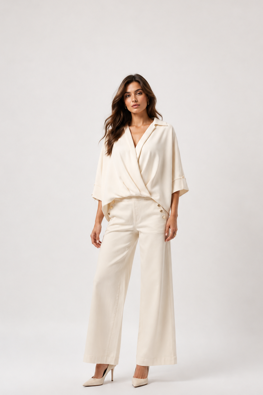 Joseph Ribkoff Woven Twill Boxy Wrap Top