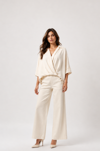 Joseph Ribkoff Woven Twill Boxy Wrap Top