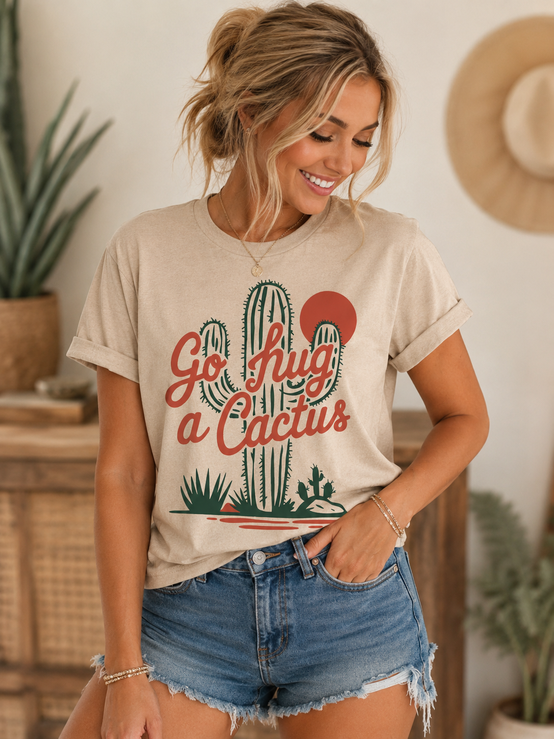Go Hug a Cactus Boxy Tank