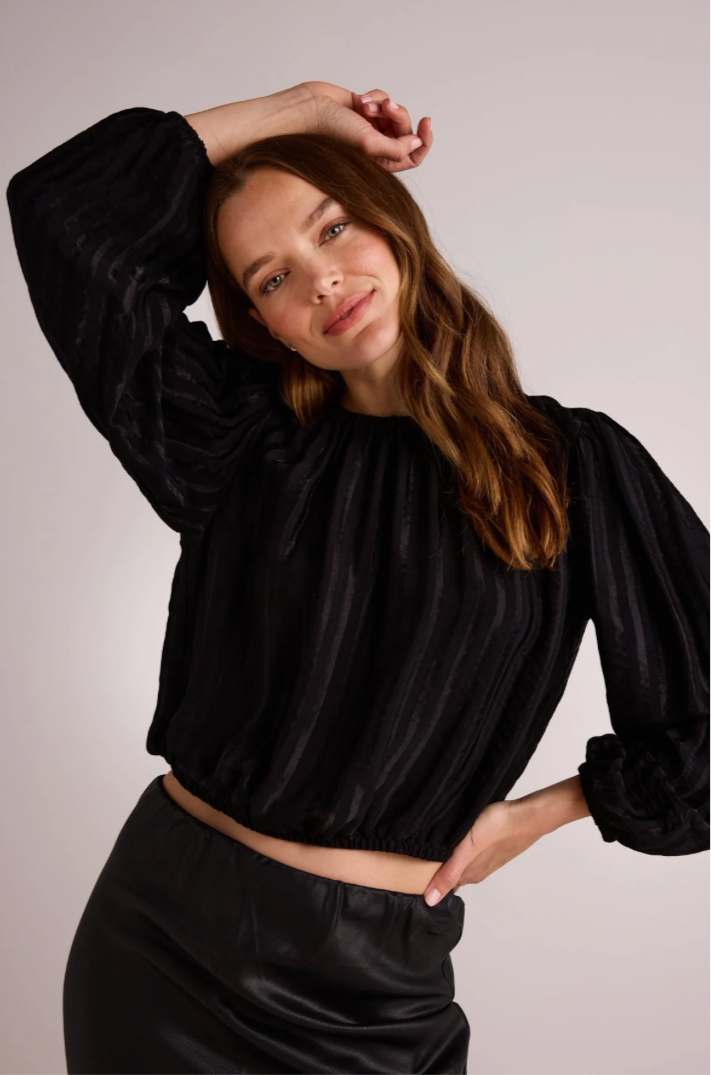 Elastic Black Shirred Top