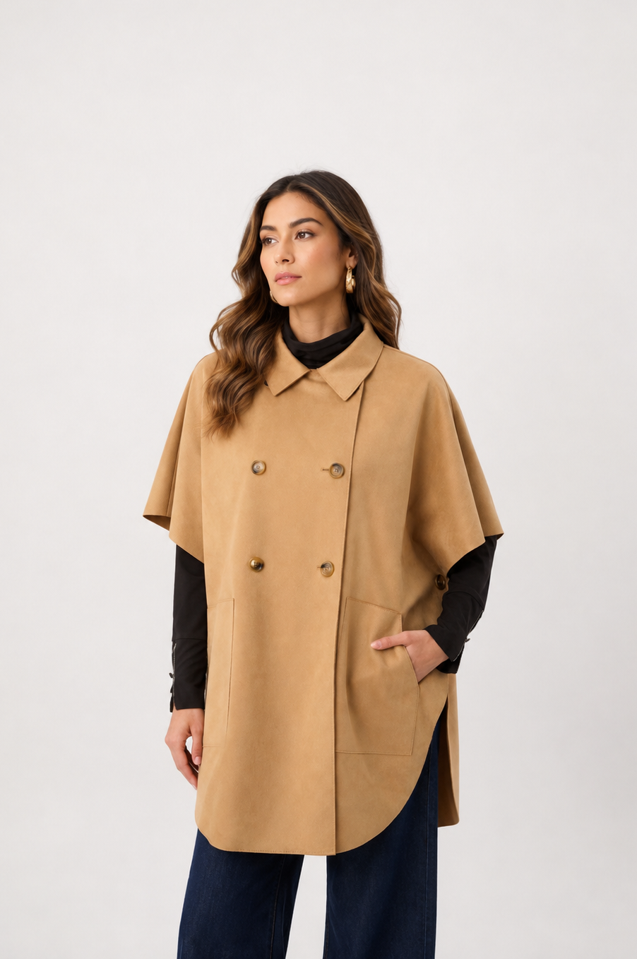 Scuba Suede Poncho Jacket