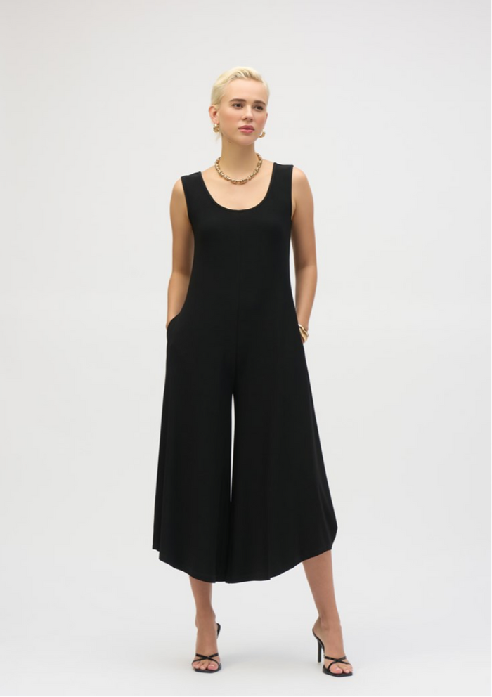 Silky Knit Wide-Leg Sleeveless Jumpsuit