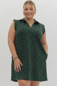 Emerald Wild Side Leopard Shift Dress