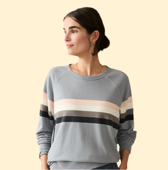 Faherty Navy Stripe Crewneck