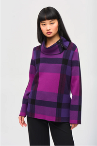 Joseph Ribkoff Fuchsia & Purple Colorblock Sweater