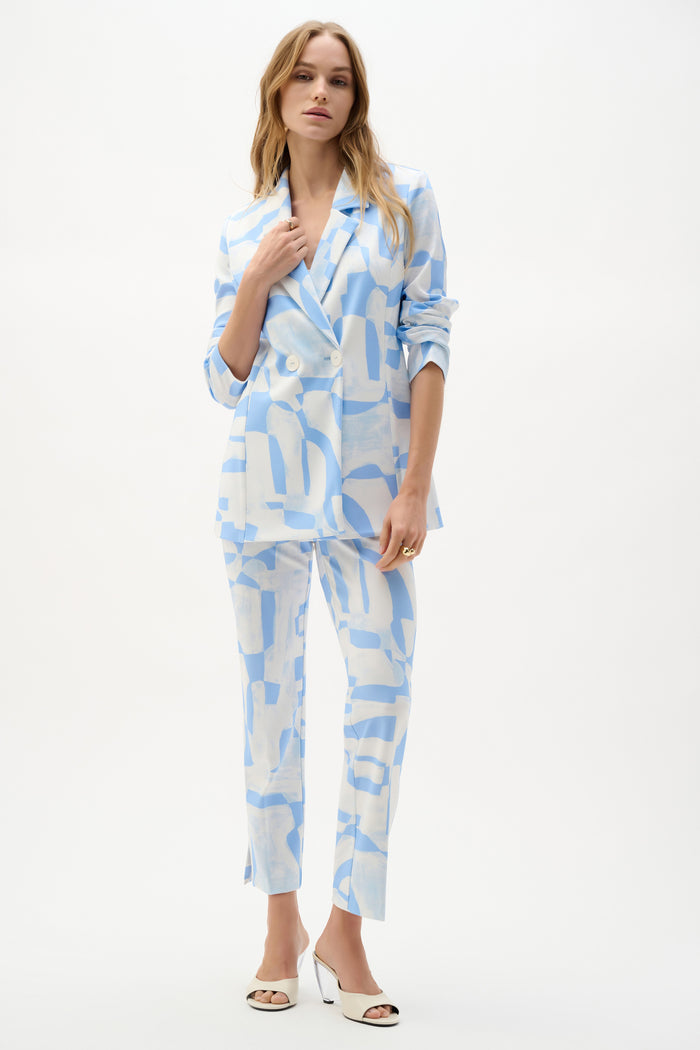 Joseph Ribkoff Silky Knit Geometric Print Straight Blazer
