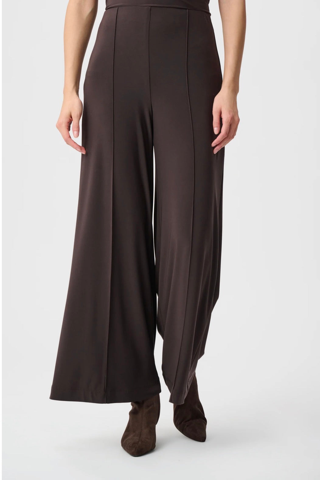 Front‑Slit Wide‑Leg Pants- Mocha