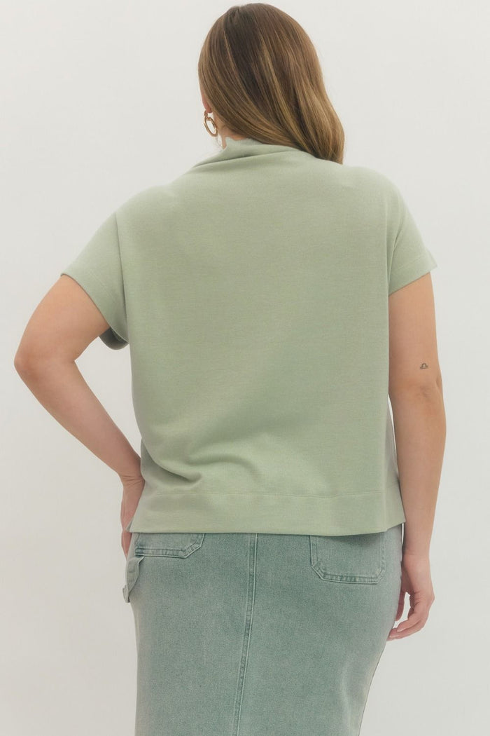 Mint Mock Neck Pullover Top Plus