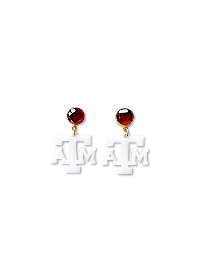 Mini White A&M Earrings